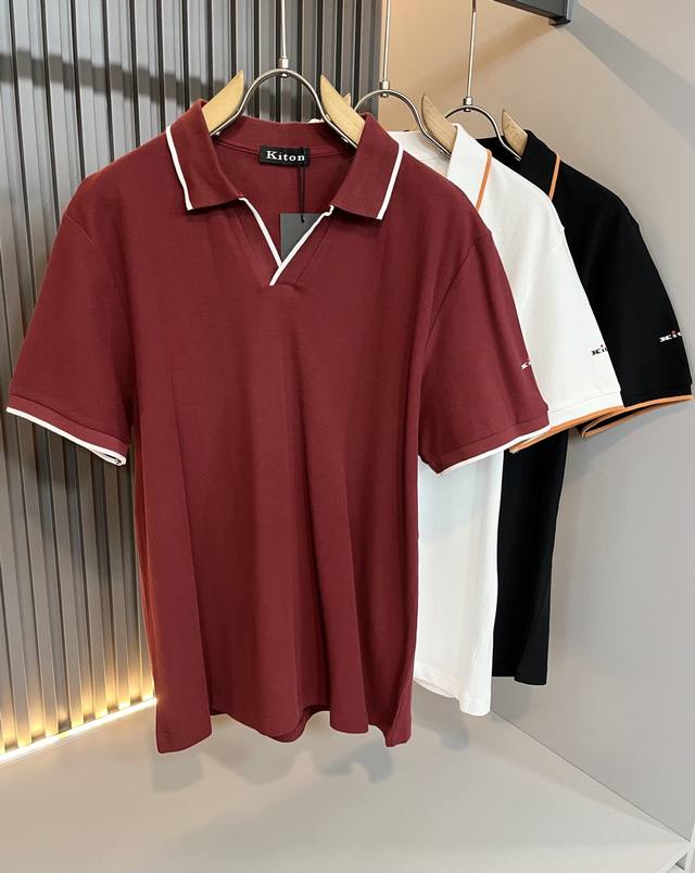 Kiton 2025 Spring and Summer new Polo shirt, made of imported exclusive pique co