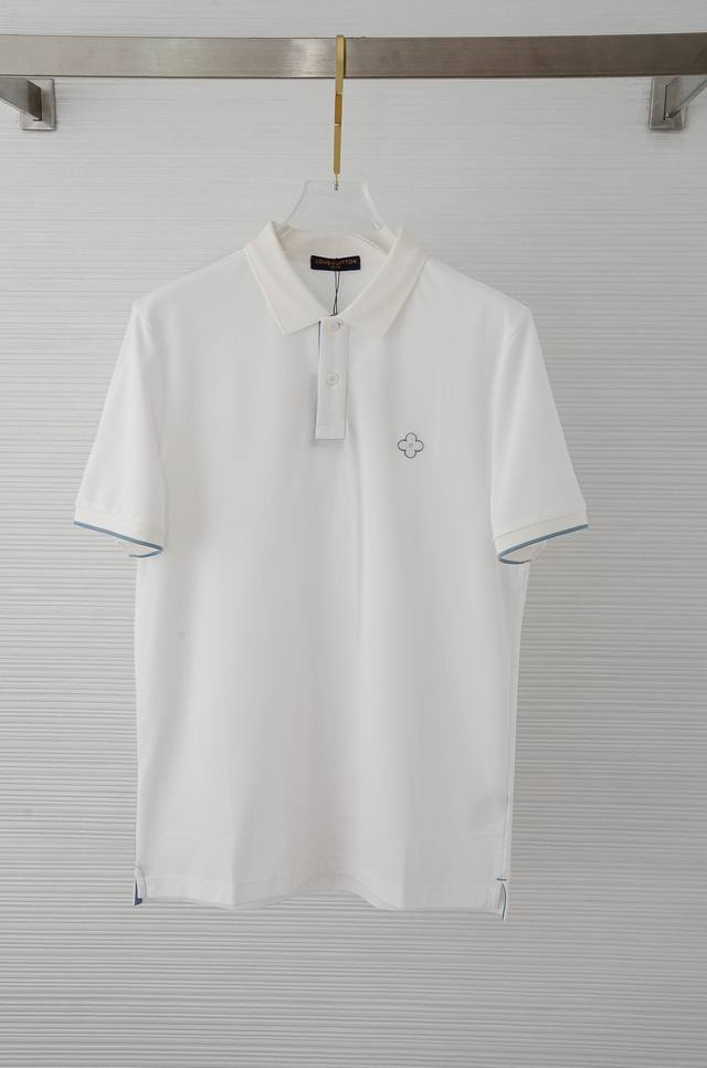 LV Louis Hexagonal Mesh Beaded 100% Cotton Short Sleeve Polo Shirt# Newly select
