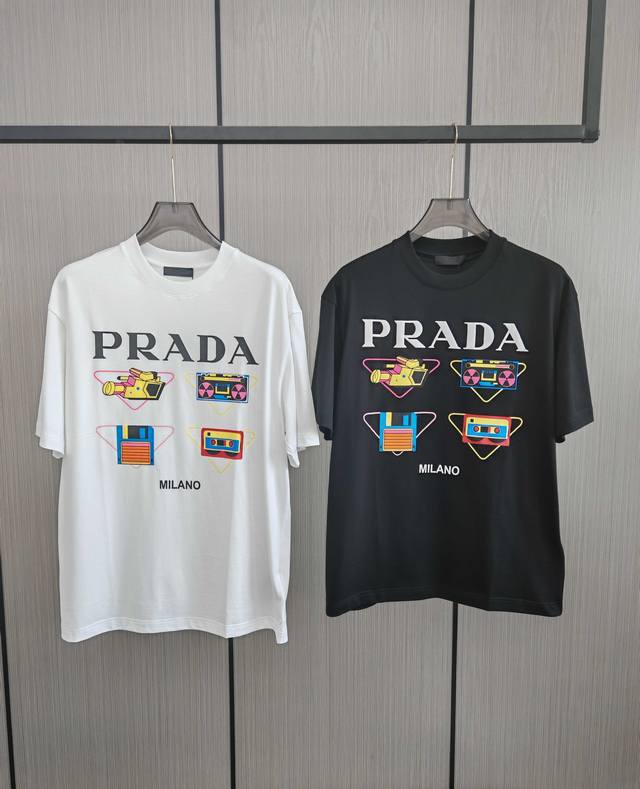 Prada. The latest printed men's round neck T-shirt for spring and summer 2025. I