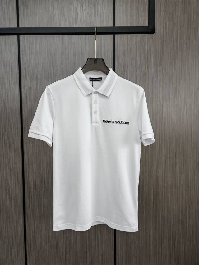 Armani. Embroidered classic Polo shirts are available at the counter at the same