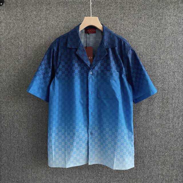 Guc*I 2025 Fw Early Fall New Style Cotton printed lapel short-sleeved shirt All