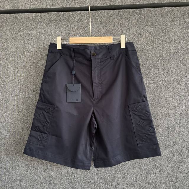 Lv 2025Fw Early Fall New Cotton casual work shorts Dark blue blended cotton twil