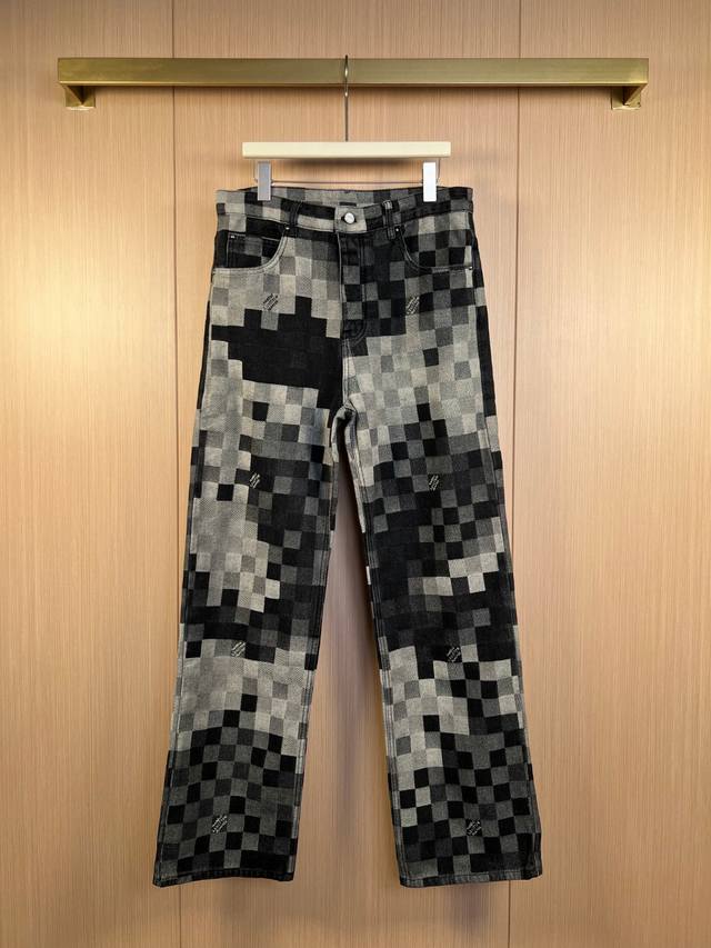 Lv 25Ss new checkerboard mosaic jeans size: 30-32-34-36