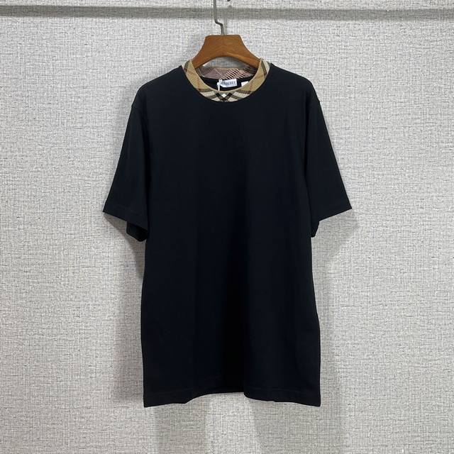 Bbr 2025Ss Checked round neck cotton short sleeves Made of fine cotton plain wea