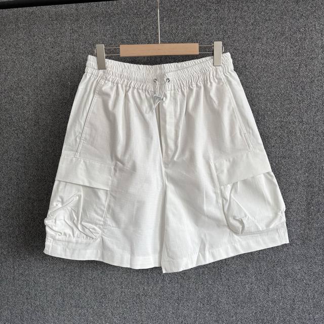 Gu*Ci 2025 Ss Spring and Summer New White casual sports shorts Front slant pocke