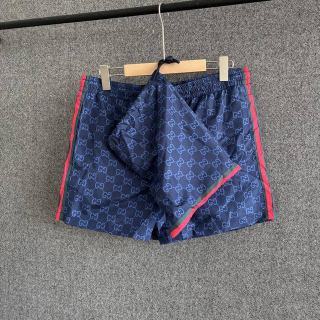 Gu*Ci 2025 Ss Early Fall New Style Woven sports beach shorts All over double G i