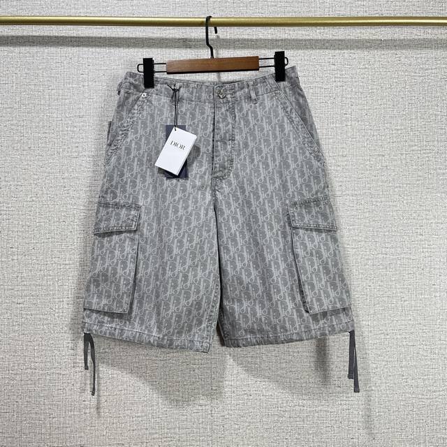 Dio* Dior 25Ss full-print jacquard denim shorts The letters on the fabric are pr
