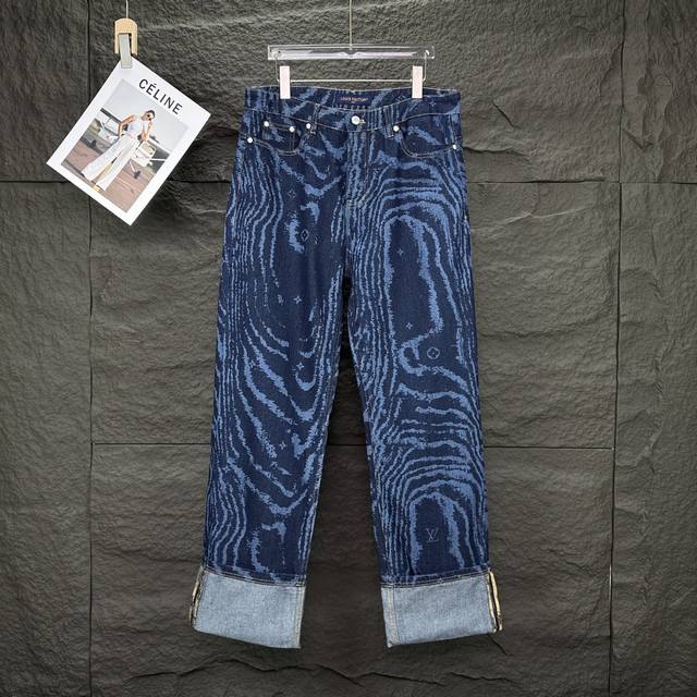 2025 new texture printing pattern couple washed straight loose jeans high versio