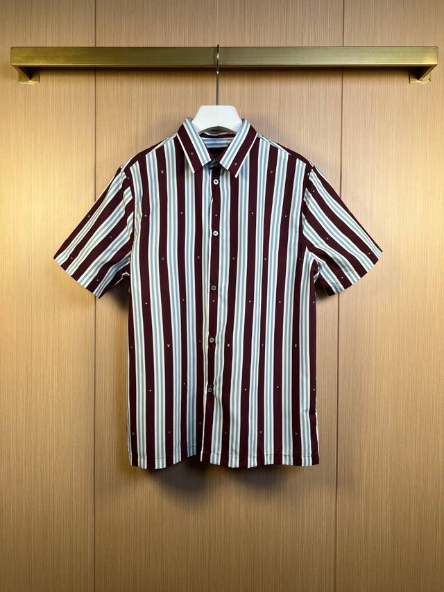 Lv Louis 25Ss striped short-sleeved shirt shirt size: S-Xl