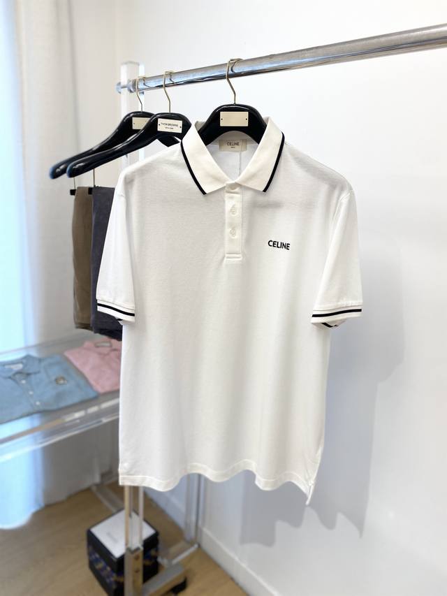 Celine, 2025 new short-sleeved T-shirt, handsome and fashionable, exquisite embr
