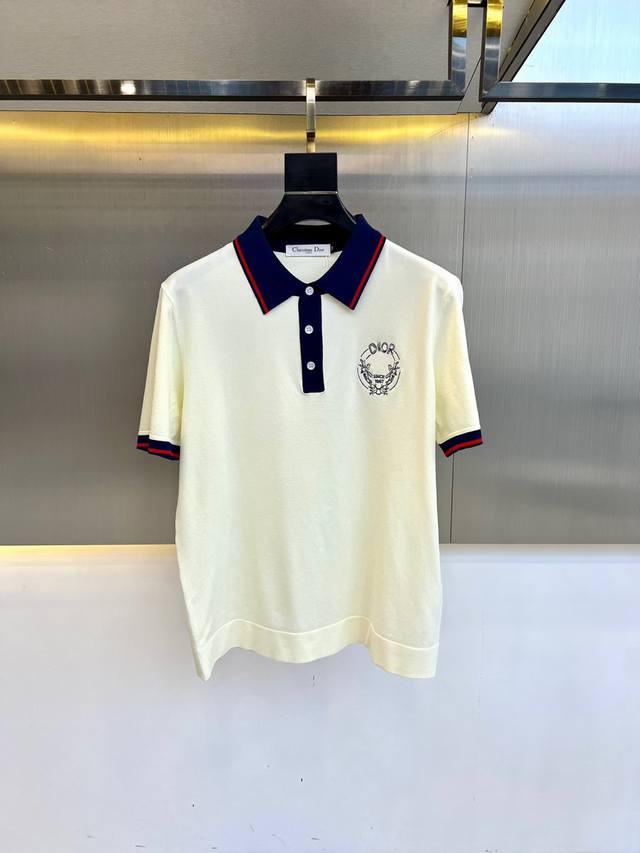 Dio, 2025 spring and summer new short-sleeved lapel short-sleeved T-shirt, breat
