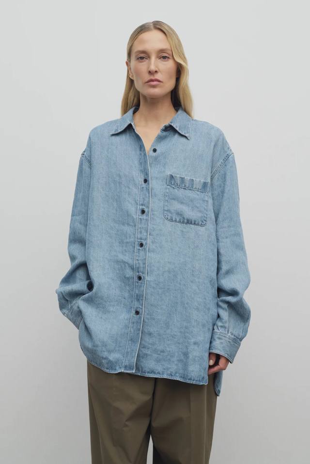 25Ssthe Row Linen Silk Denim Jacket Smlp : Blue