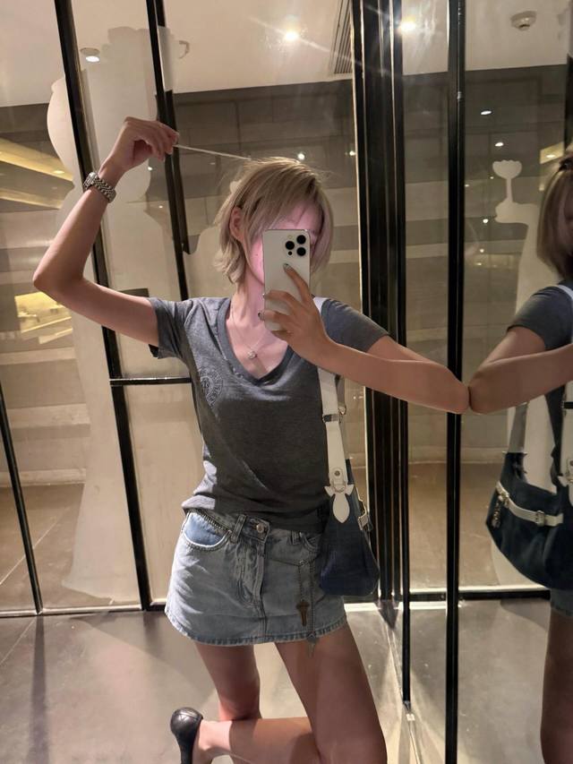 25Ss Spring and Summer Alexander Wang latest series jeans skirt Smlp : Denim Blu