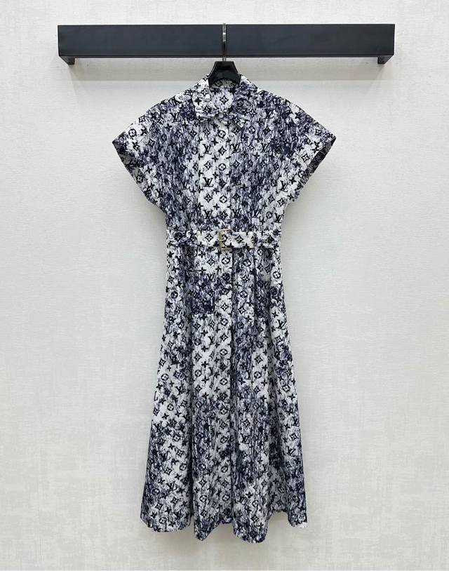 Louis Vuitto*2025 new arrivals Customized lapel printed dress with imported Yb t