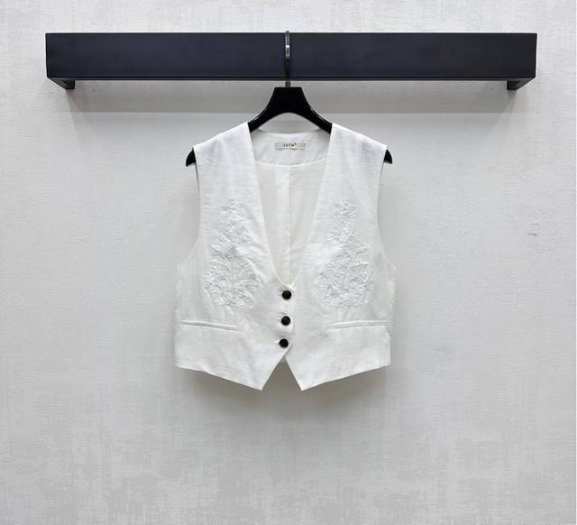Skf*2025 New arrivals Embroidered vest jacket Customized Yb imported linen mater