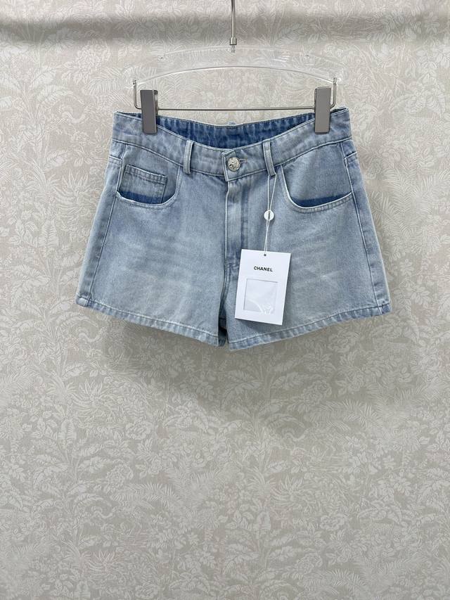 Chan*L 25 new high waist washed denim shorts custom made Yb twill cotton denim m