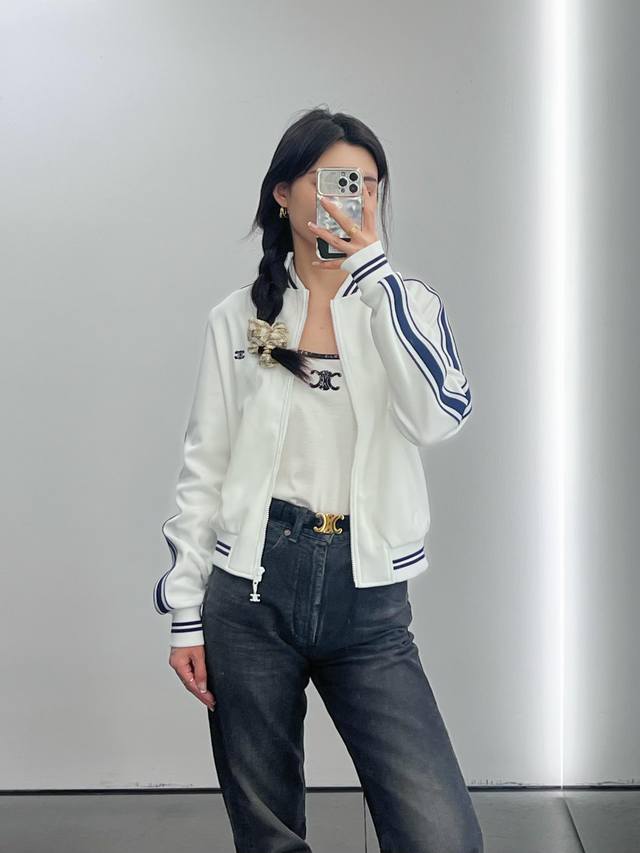 Celin* 25Fw Early Autumn new striped baseball collar zipper casual jacket | Excl
