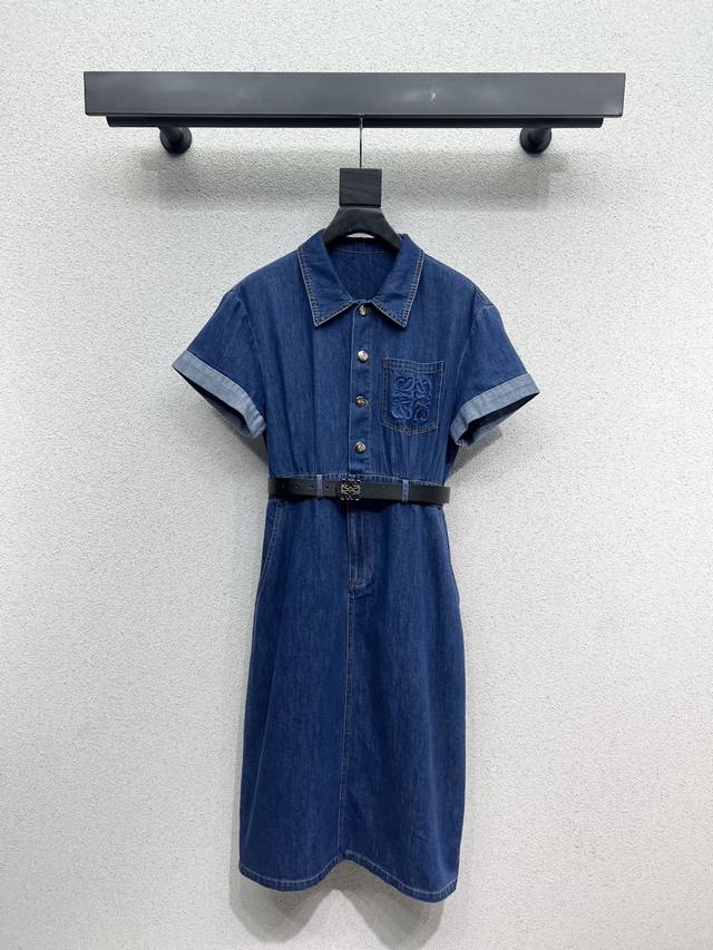 Loewe short-sleeved denim dress with belt! Fashionable, low-key, luxurious and a