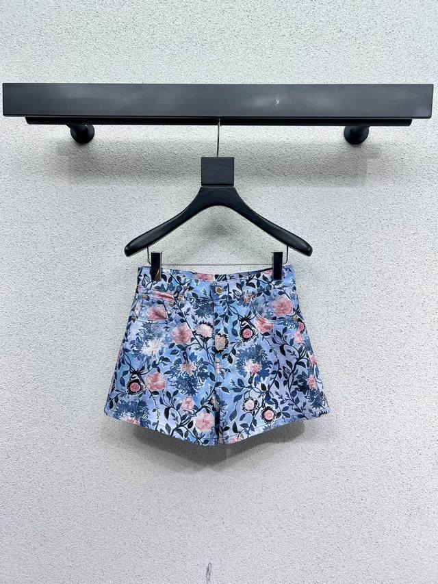 L series retro floral denim jacket + shorts, take them separately. Imported pure