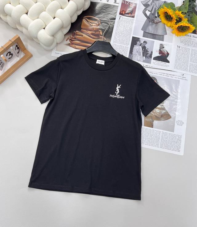 Ysl letter print casual short-sleeved T-shirt, made of 100% densely woven cotton