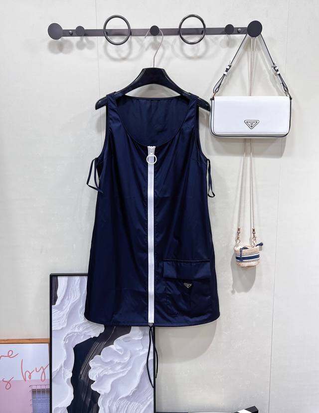 Prada 2025 new zipper vest dress, customized Yb imported environmentally friendl