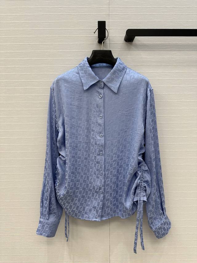 Highly recommend Fen*'s new glacier blue Ff dark pattern jacquard shirt, with ad