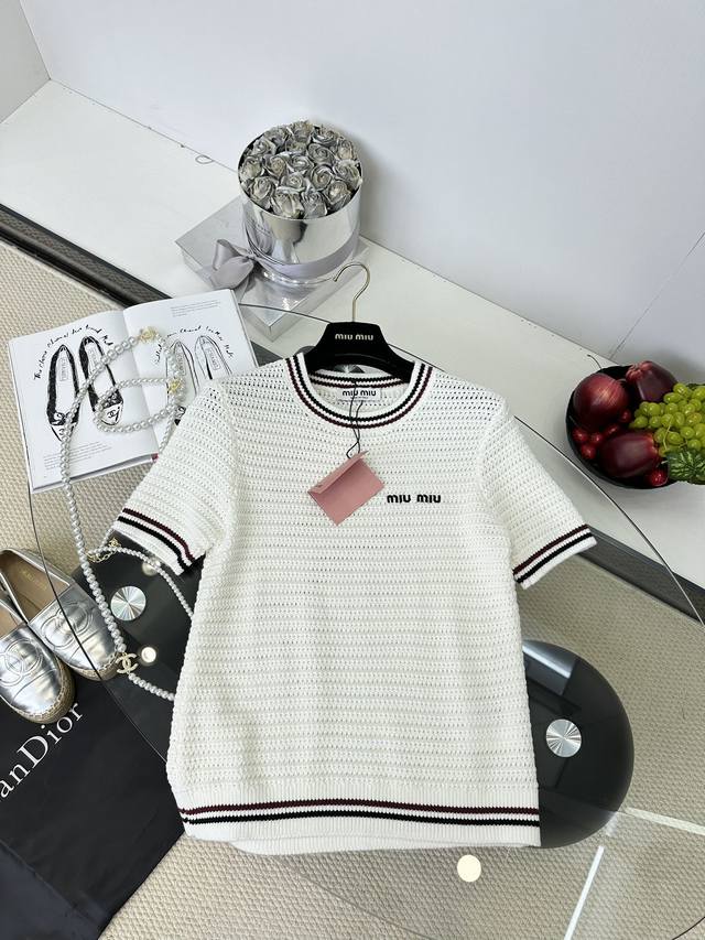 25Ss Miaojia College Style Three-Dimensional Embroidery Letters Knitted Round Ne
