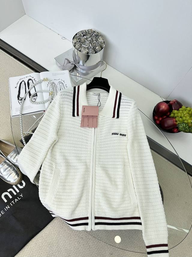 25Ss Miaojia College Style 3D Embroidered Letters Knitted Cardigan 1 Size SML