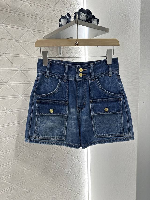 Celin*2025 New arrival High waisted bleached denim pocket shorts Customized Yb t