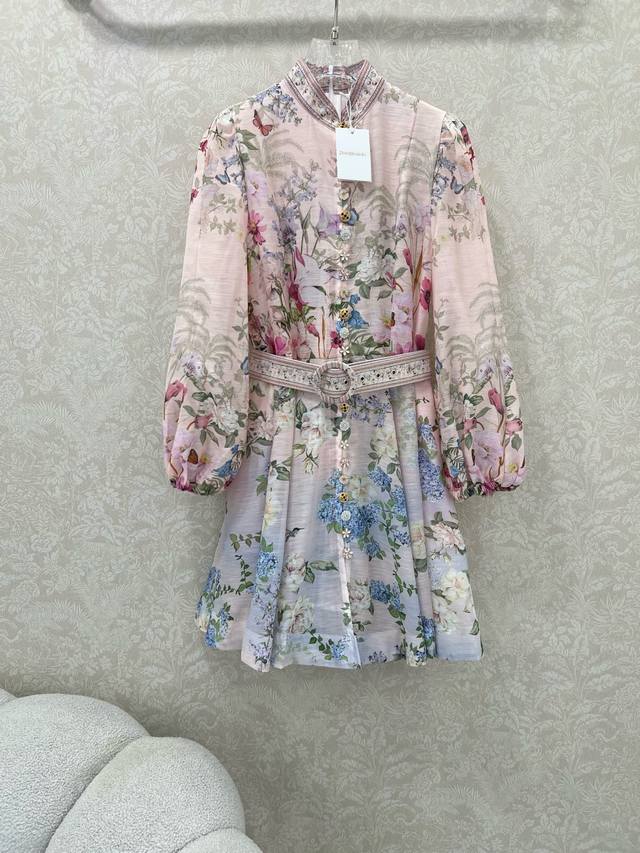 Zimmerman* Zimmerman 25 new Baihua series short dress Small stand-up collar and