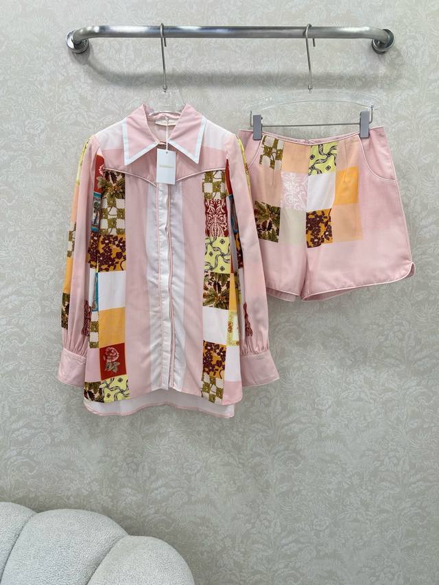 Zimmerman* Zimmerman 25 new suit Baroque style printed top + high waist shorts s