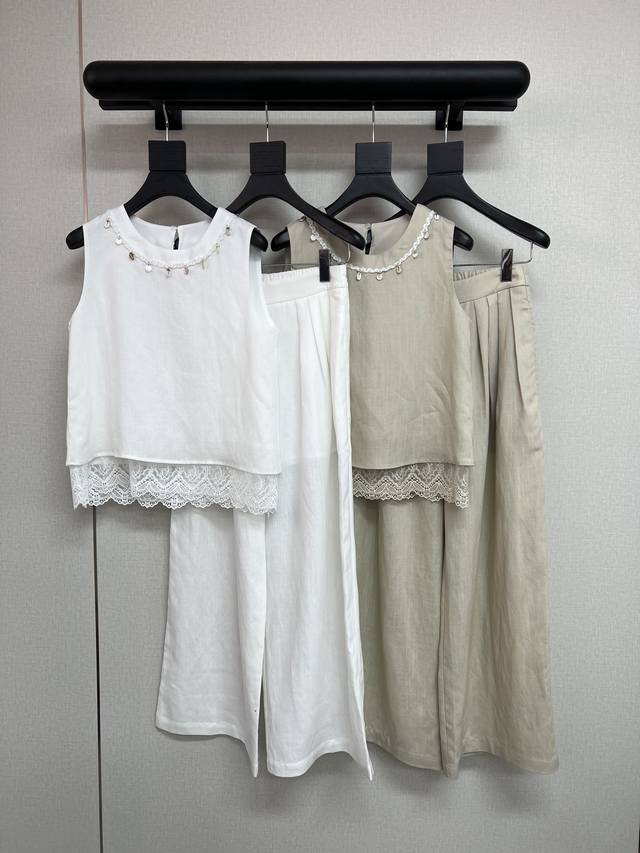 High quality 2025 summer new style suit sleeveless vest top wide-leg trousers Bo
