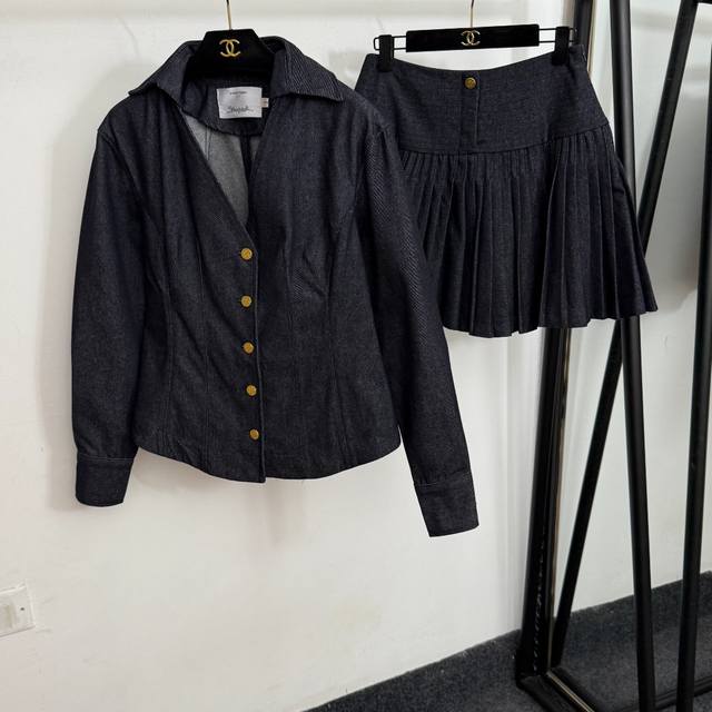 Style No. 20253796 Schiaparelli new denim suit, customized V-neck slim-fit long-