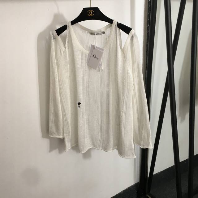 Style No. 20253793 Dio* New Cd Bee Embroidery Off-shoulder Long-sleeved Thin Per