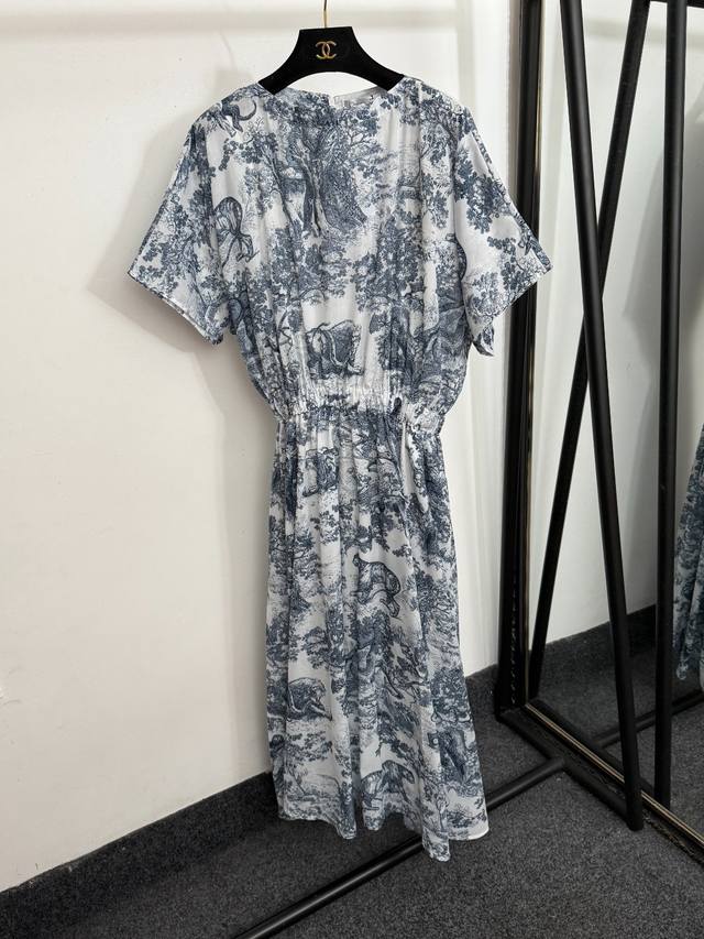 Style No. 20253790 Dio* new animal forest lion print waist short sleeve dress wi
