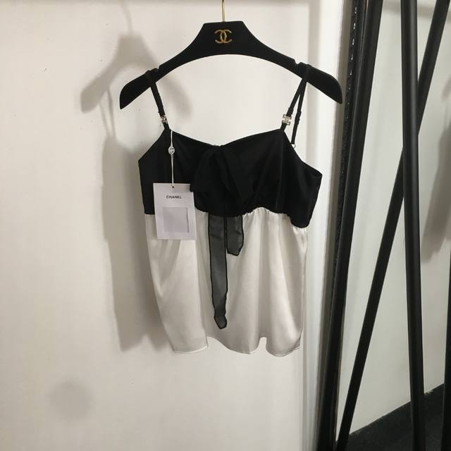 Style No. 20253787 Chane* new bow color matching camisole top, black, Sml, M siz
