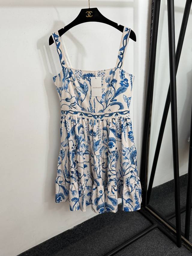 Style No. 20253779 Zimmermann new fashion retro flower print hem suspender dress