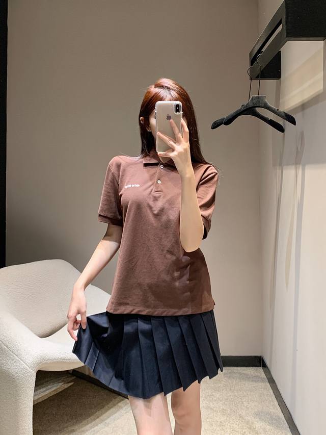 Miumi*25Ss Spring and Summer new color Polo collar short-sleeved T-shirt | Exclu