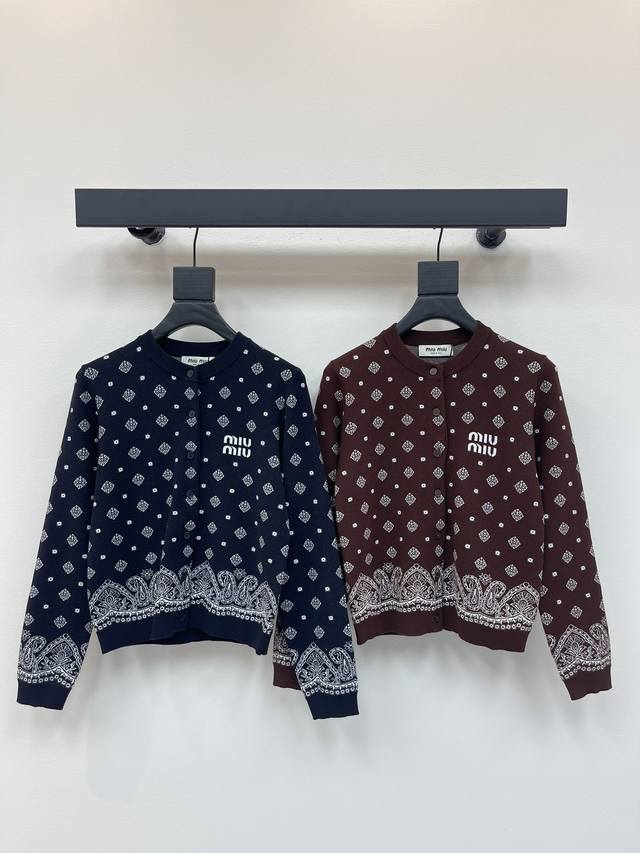 Miumi*25 new knitted long-sleeved cardigan custom made Yb silk wool yarn weaving
