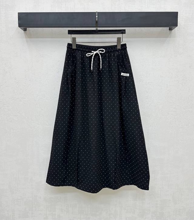 Miumi*2025 new arrival Polka dot drawstring skirt Customized Yb imported twill c