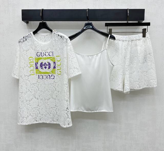 Gucc*2025 New arrival Water-soluble lace tops and shorts set Customized Yb impor