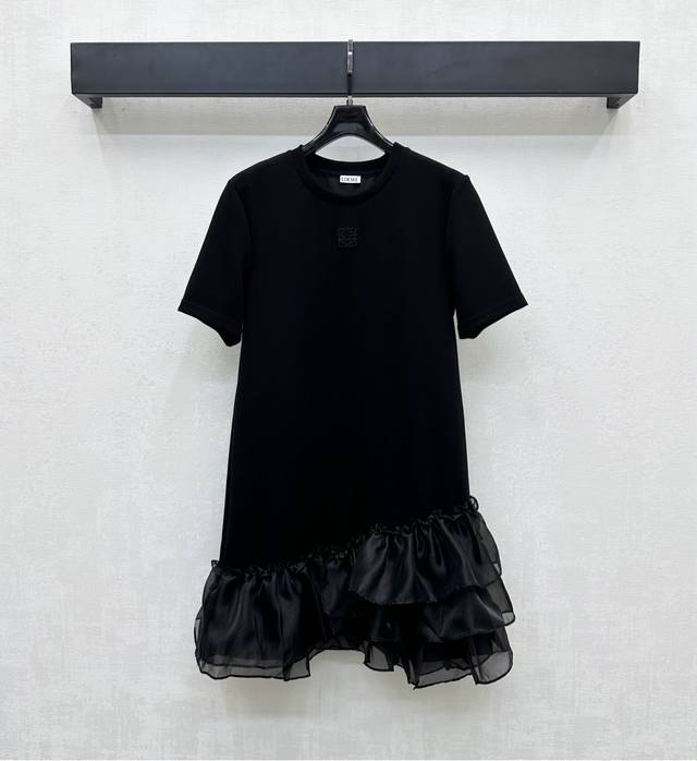 Loew*2025 new arrivals Spliced short-sleeved dress Customized Yb imported virgin