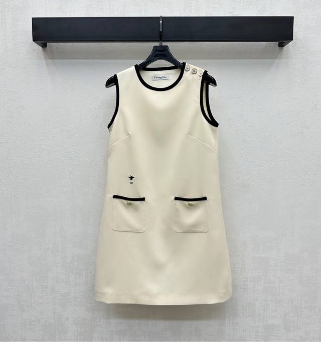 Dio*2025 New arrivals Contrast color vest dress Customized Yb Imported cotton an