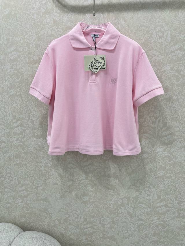 Loew*25 new embroidered logo series Polo loose short top! Fresh summer pure cott