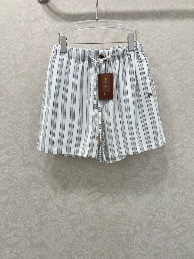 Ralph Laure*25 new linen striped shorts with drawstring waistband. Brand logo em