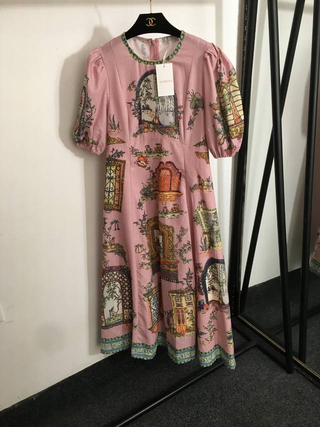 Style No. 20251486 Zimmermann new European and American window print waist slimm