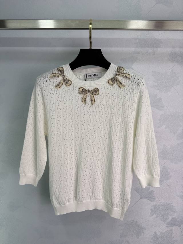 Val** New heavy-duty beaded bow logo wool top custom-made woven wool fabric with
