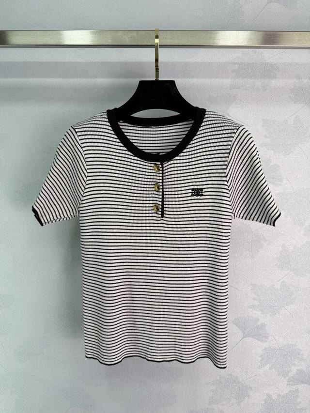 Celin*2025 Spring and Summer latest series! Striped knitted short sleeves! Custo