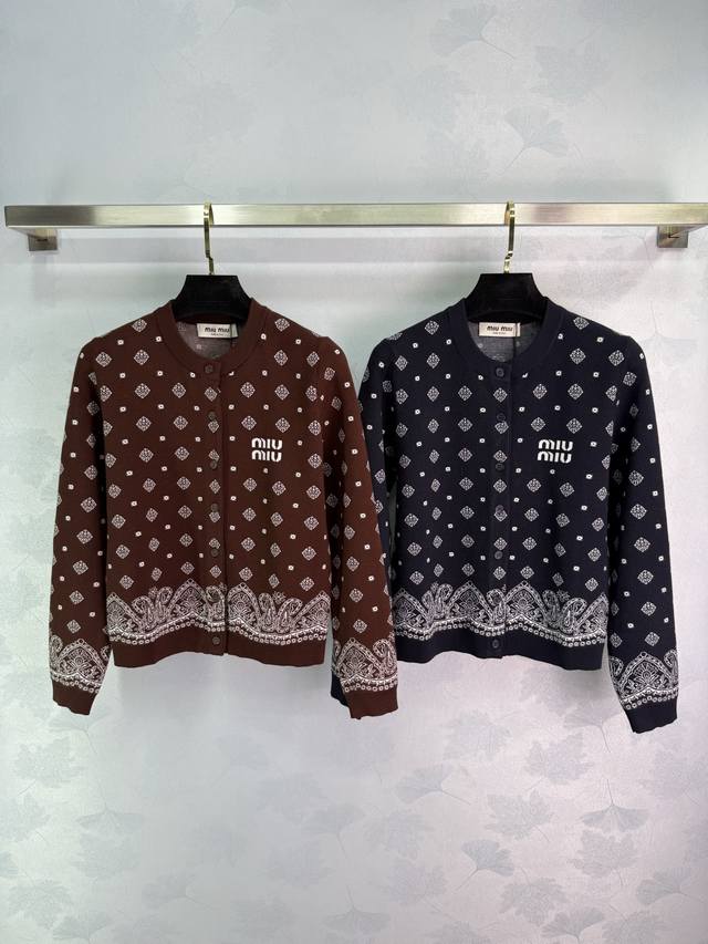 Miumi*2025 New arrivals Knitted long-sleeved cardigan Customized Yb silk and woo