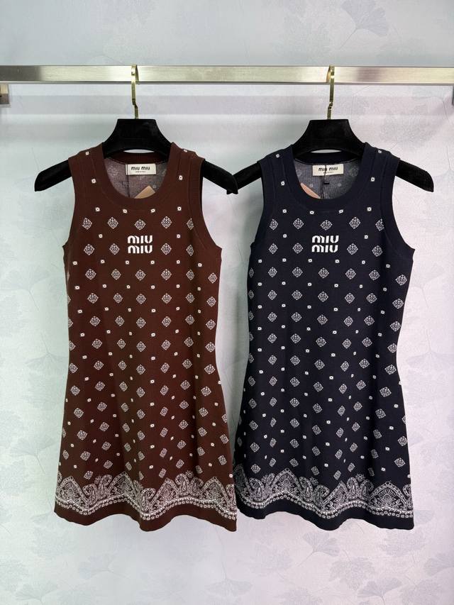 Miumi*2025 new arrivals Knitted vest dress custom made Yb silk and wool yarn wov